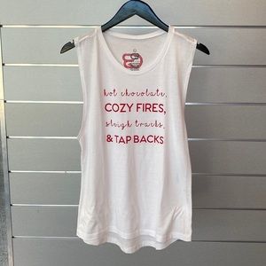 CycleBar Tap Back Muscle Tank - White/Red - Large - NWT